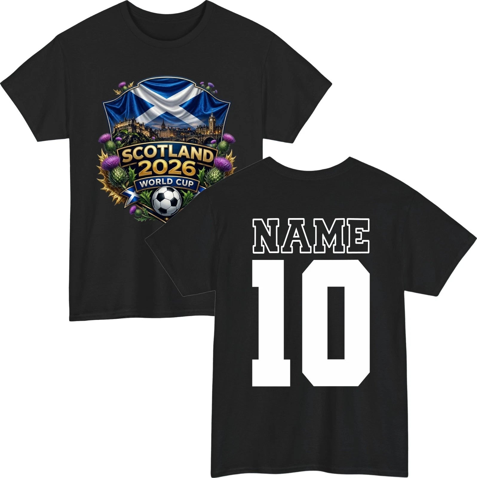 Personalised Scotland 2026 T-Shirt - Custom Name Tee - Gift For Sports Lover