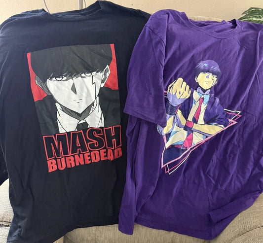 Mash Burnedead Set of 2 T-shirts Japanese Anime Black Purple Men’s Cotton Large