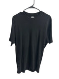 Vintage Large Black Crew Neck T-Shirt 100% Cotton USA Made Minimalist Noir