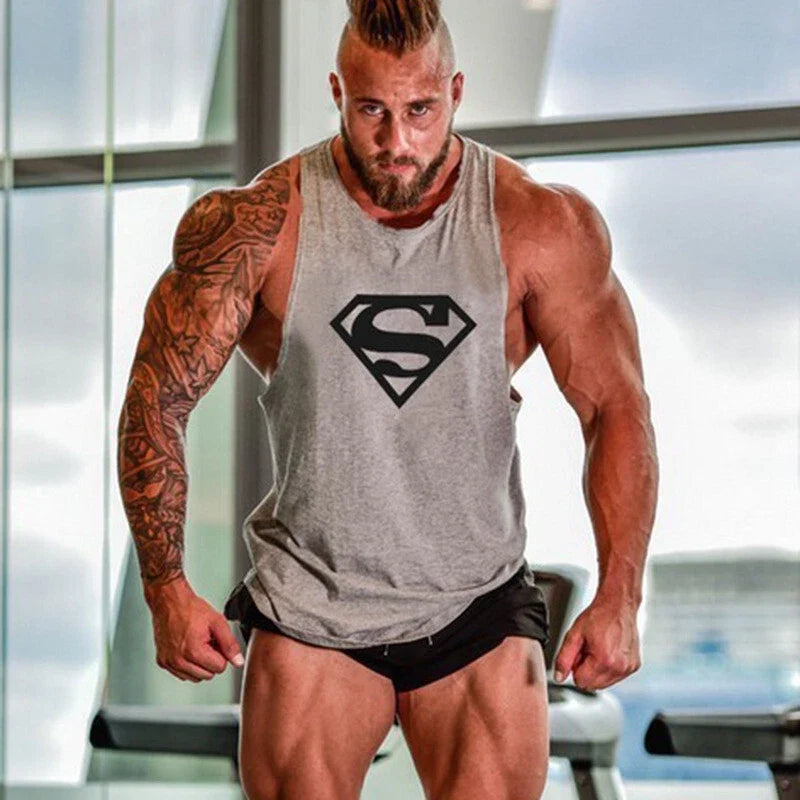 Men Tank Top Gym Workout Shirt Sleeveless Muscle Fitness Bodybuilding Tank Shirt
