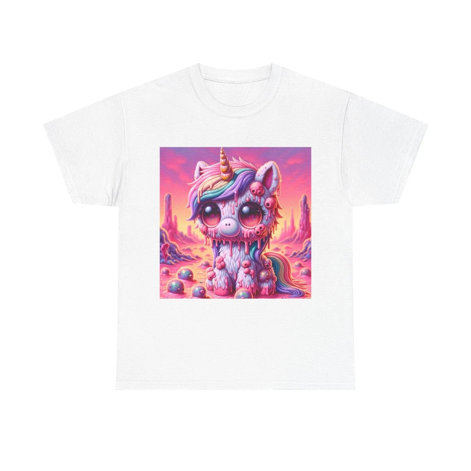 Unisex Adult T Shirt Kawaii Biohorror Slime Unicorns