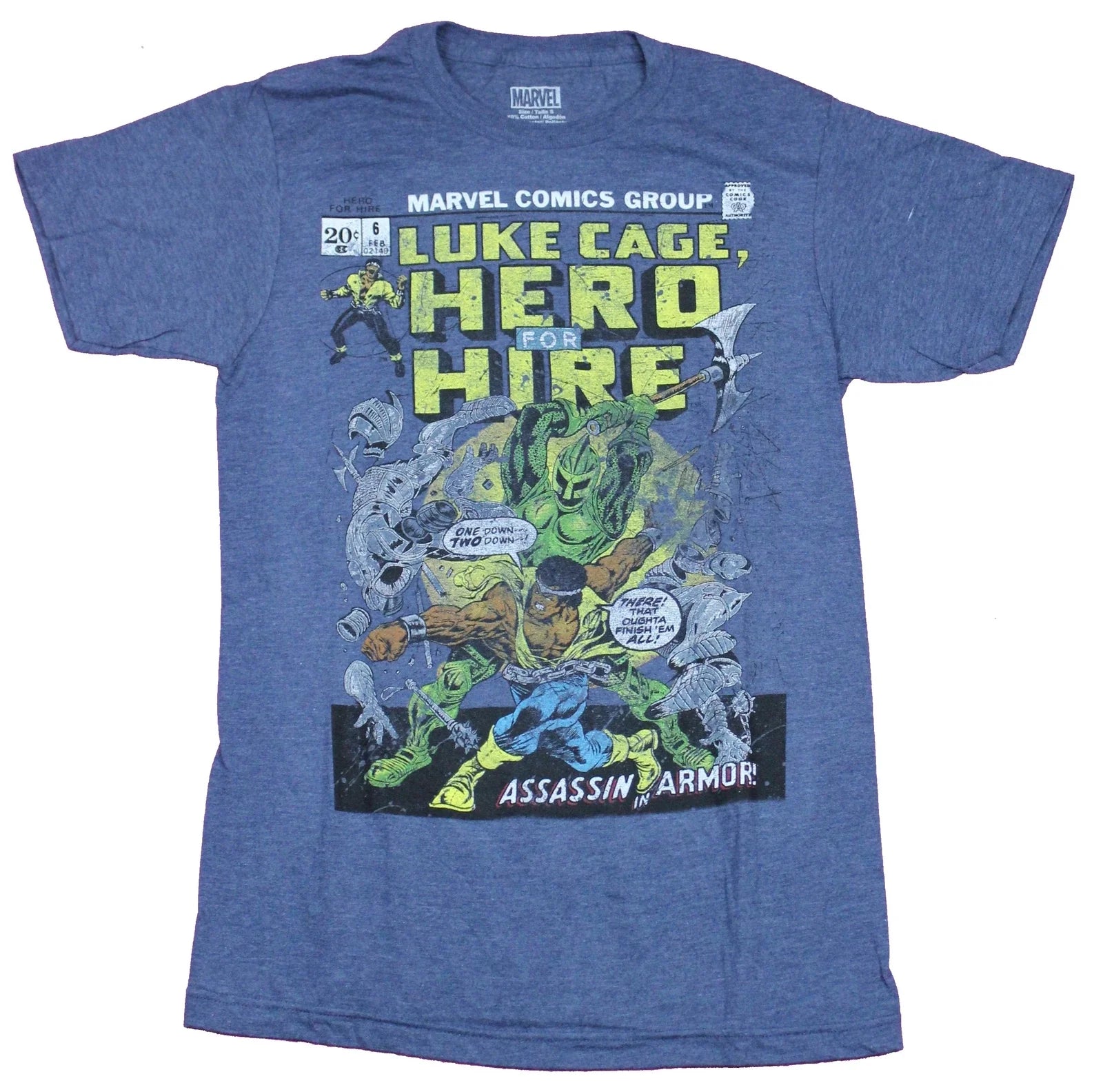 Luke Cage Adult New T-Shirt  - Hero For Hire Comic Cover Issue 6 Pic