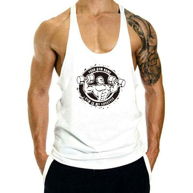 Men's Gym Workout Tank Tops Muscle Tee Stringer Bodybuilding Sleeveless T-Shirts