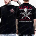 new Funny Gen X The Badass Generation Raised By Skulls T-Shirt Short Sleeve