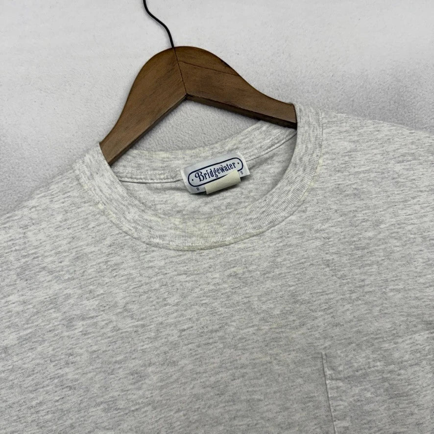 Vintage Blank Shirt men's Large Light Gray Selvedge Pocket Crewneck Crew 90s