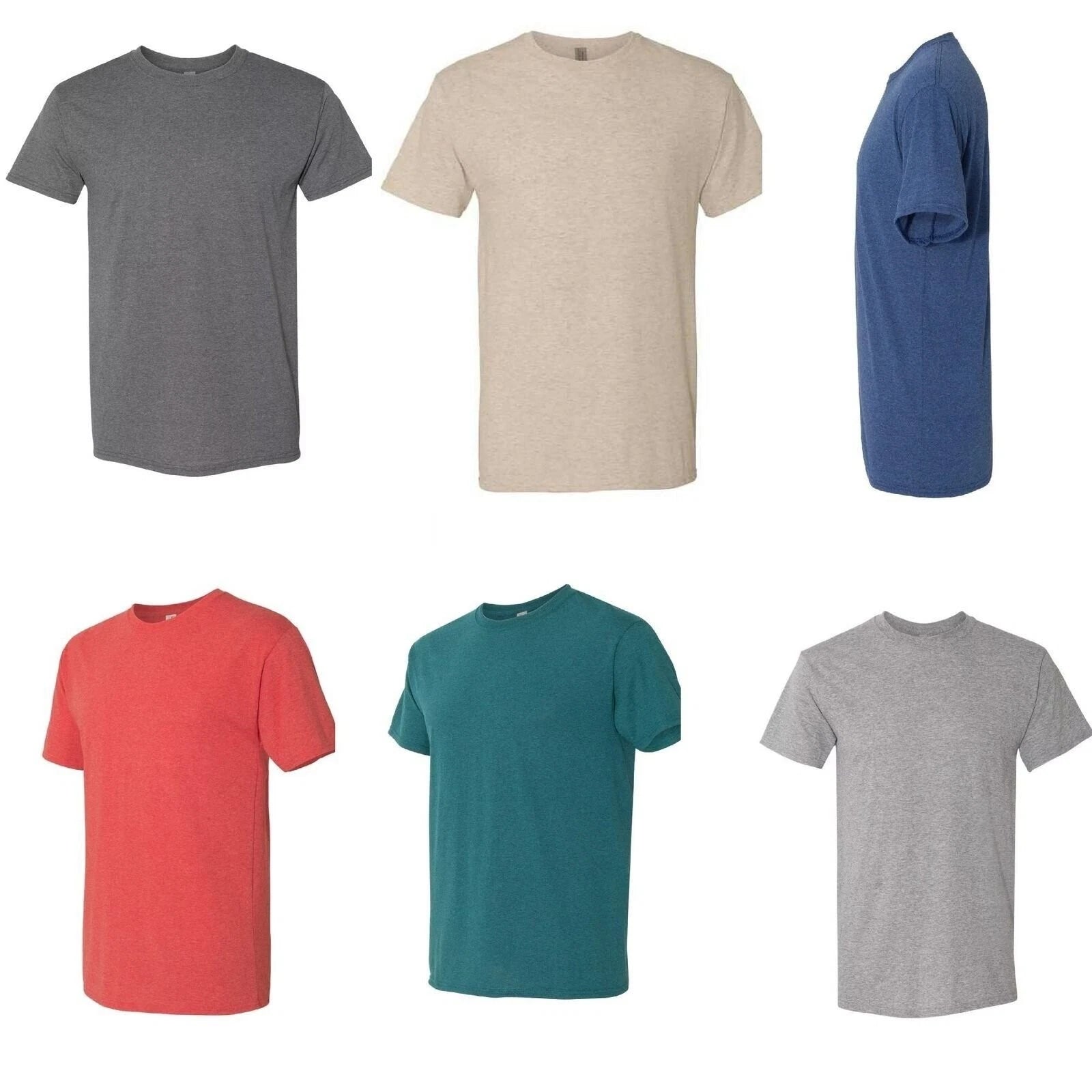 Jerzees Men's Tri-Blend 6-Pack T-Shirts Crewneck Assorted Colors All Sizes
