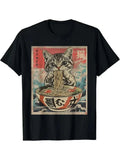 Cat Eating Ramen Noodles Kawaii Anime Japanese Food T-Shirt