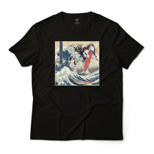 Amazing Mobile Suit Gundam Wing in Great Wave Off Kanagawa Anime Graphic Art Tee