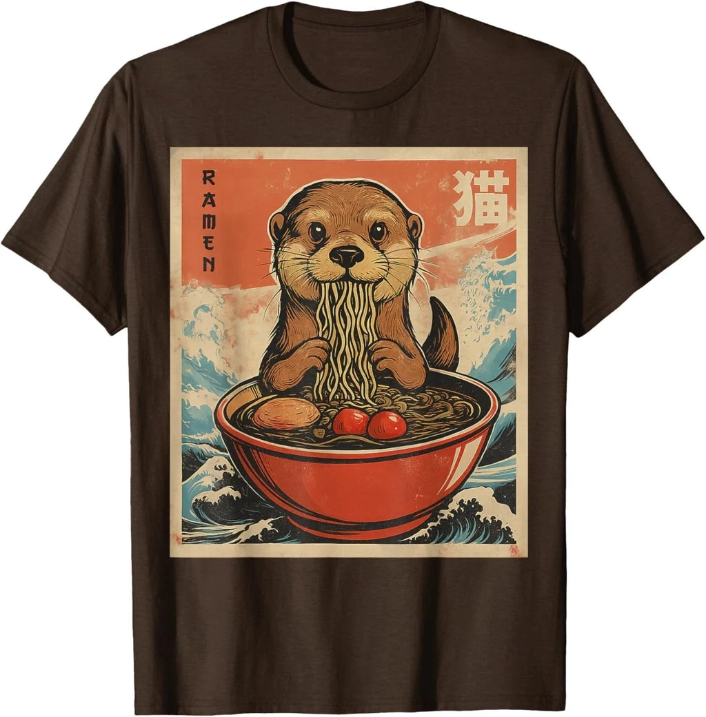Anime Otter Ramen Japanese Funny Kawaii Gift Men Women T-Shirt