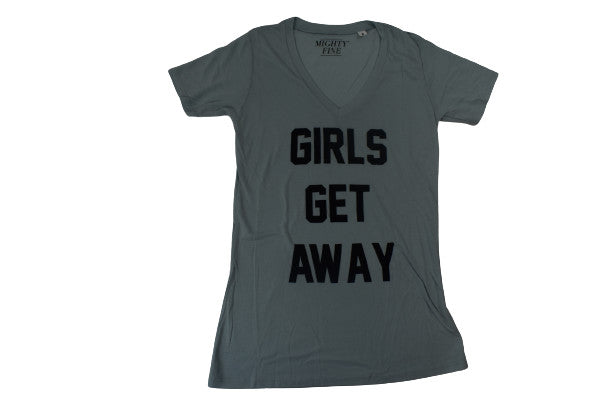 Mighty Fine Womens Girls Get Away Blue V-Neck Shirt New M