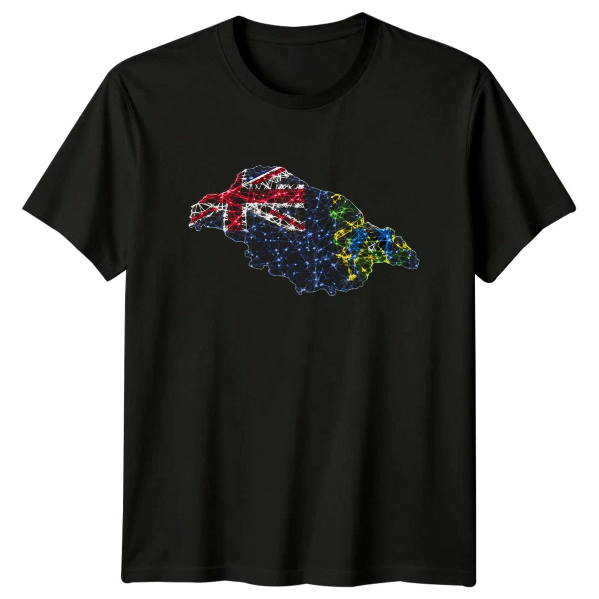 Pitcairn Island Flag Mesh Map T-Shirt Pitcairn Islands Travel Gift For Him