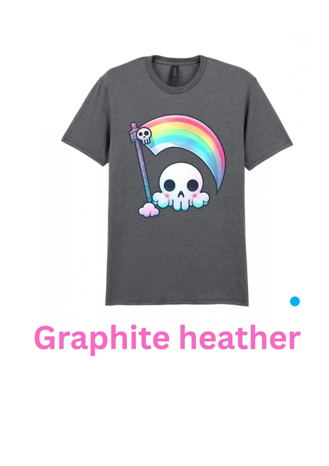 Skull with rainbow flag kawaii Adult T Shirt S/M/L/XL/XXL In Various Colours