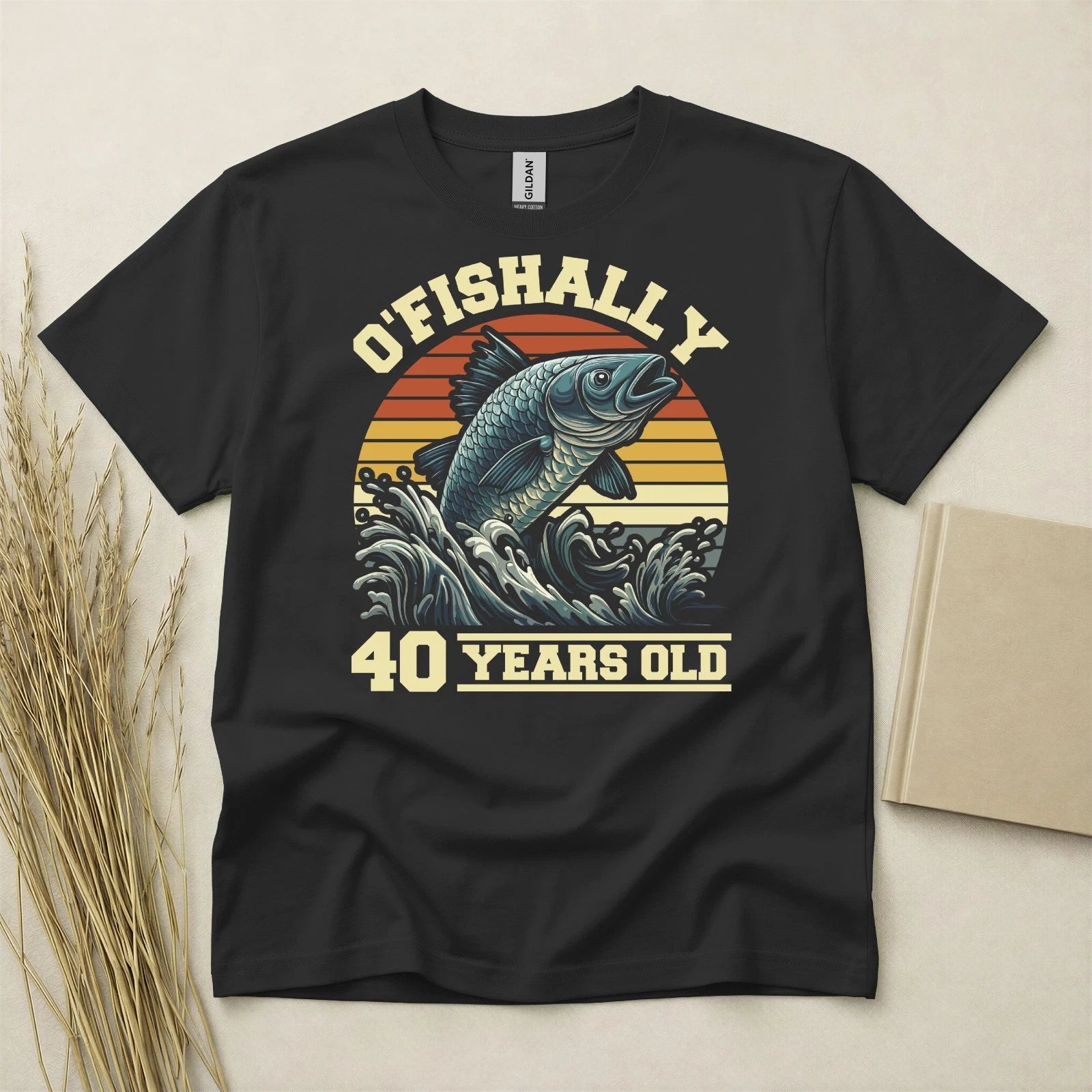 OFishally 40 Years Old Birthday T Shirt Custom Year Gift Gildan Heavy Cotton