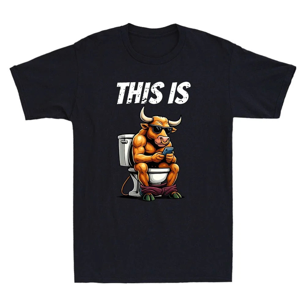 This Is Bullshit Funny Bull Sit On Toilet Graphic Sarcastic Quote Men's T-Shirt