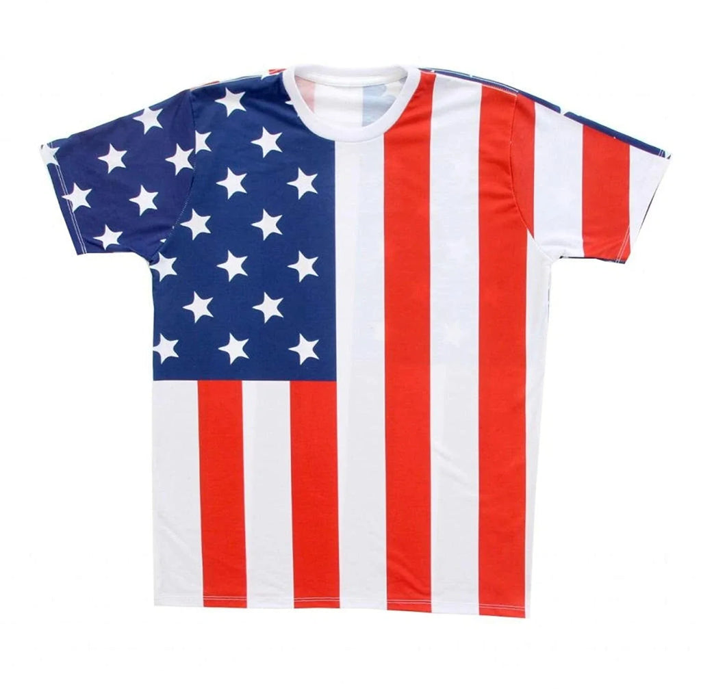 Adult White United States Patriot USA American Flag Sublimation Cosplay T-Shirt