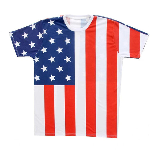 Adult White United States Patriot USA American Flag Sublimation Cosplay T-Shirt