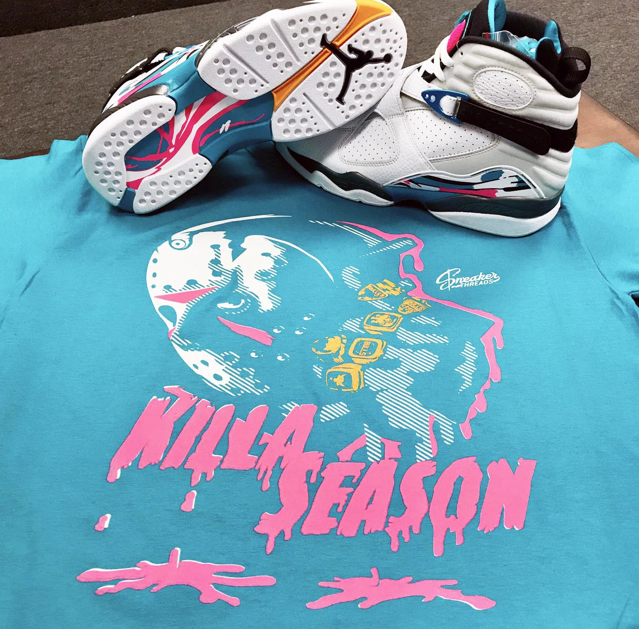 Shirt Match Jordan 8 South Beach Turbo Green Shoes - Killa Season Tee