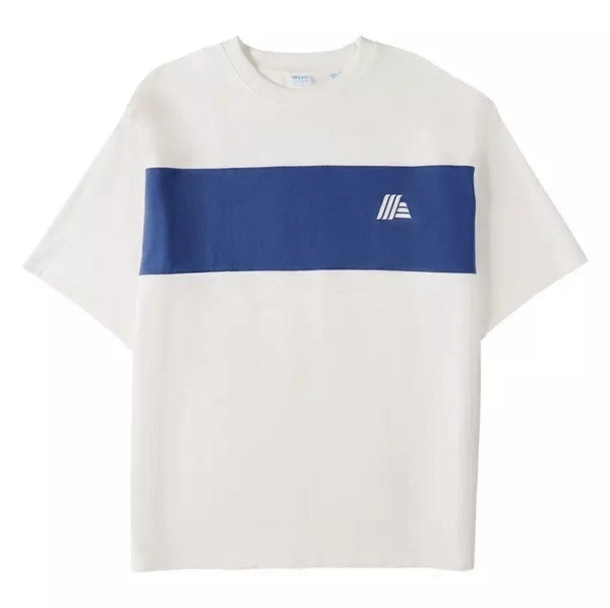 ALDI GEAR Shirt Unisex M L XL XXL Off-White Blue Colorblock Crew Neck Men Women
