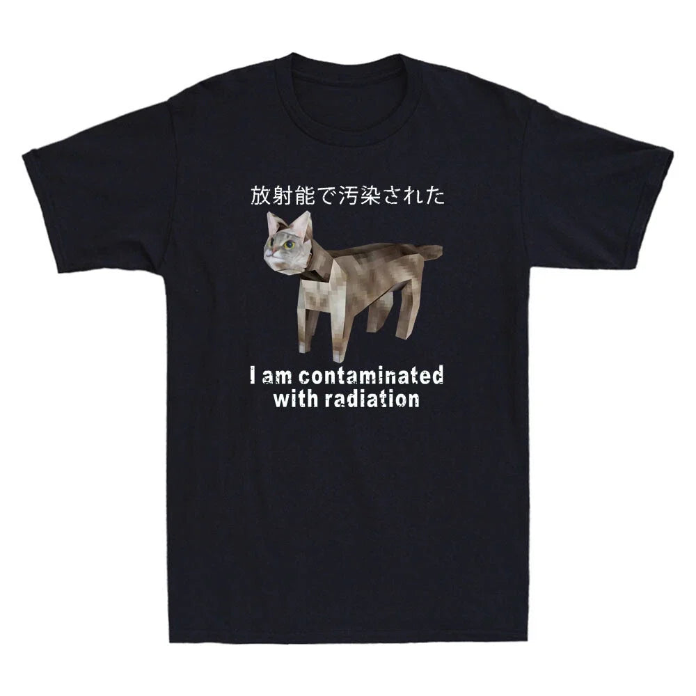 I Am Contaminated With Radiation Funny Japanese Cat Meme Vintage Men's T-Shirt