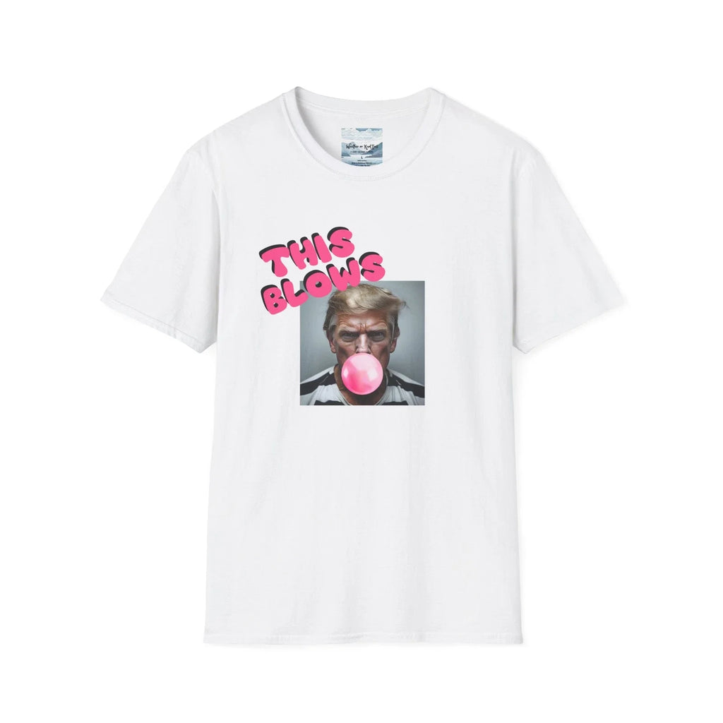 Cheeky Political Bubblegum Tee, Uni Softstyle Sarcastic Trump Shirt, Pink, Black
