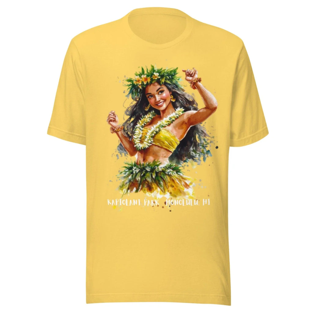 Vintage Hawaii Shirt KAPIOLANI PARK - All Sizes - HULA GIRL - 80s 90s - YELLOW