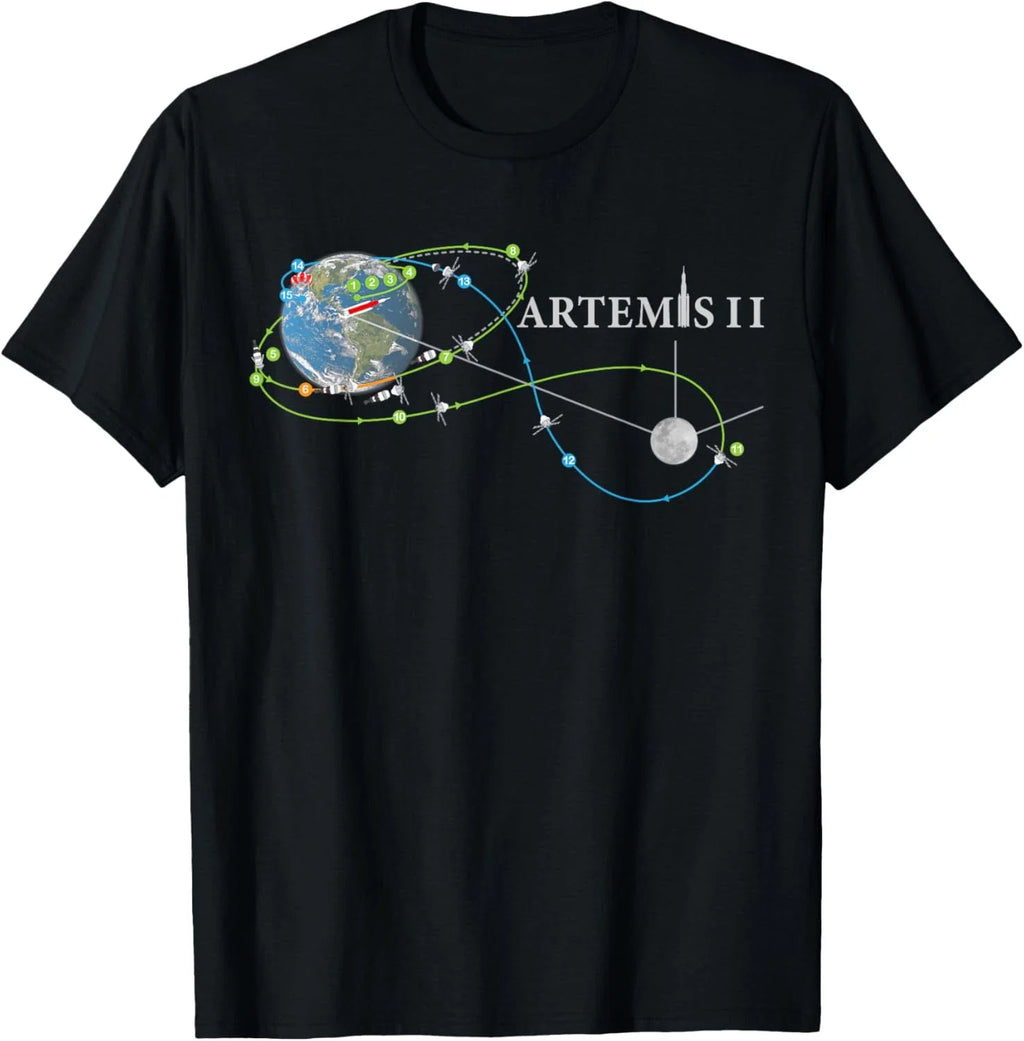 Artemis 2 Route Map SLS Rocket Launch Mission To The Moon T Shirt Size S - 5XL