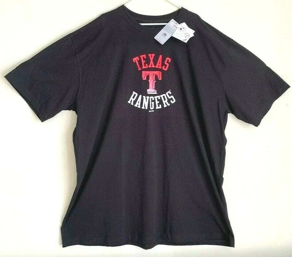 GENIUNE MLB Texas Rangers Baseball T-Shirt, Black, Big & Tall Size: 5XT