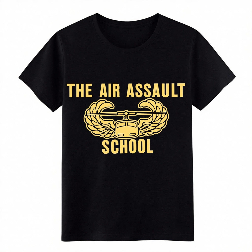 Unisex Veteran The Air Assault School Graphic T-Shirt,Military Helicopter Tee