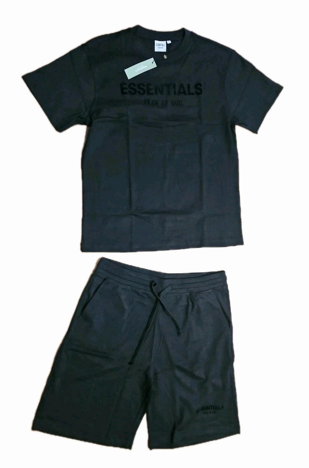 Fear Of God Essentials 100% Cotton Tee+Shorts Set Slim Fit Black XL. New