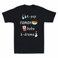 Tea Gift Men's Boba Ramen T-Shirt K-Pop Bubble Lover K-Drama Cotton Kawaii Cute
