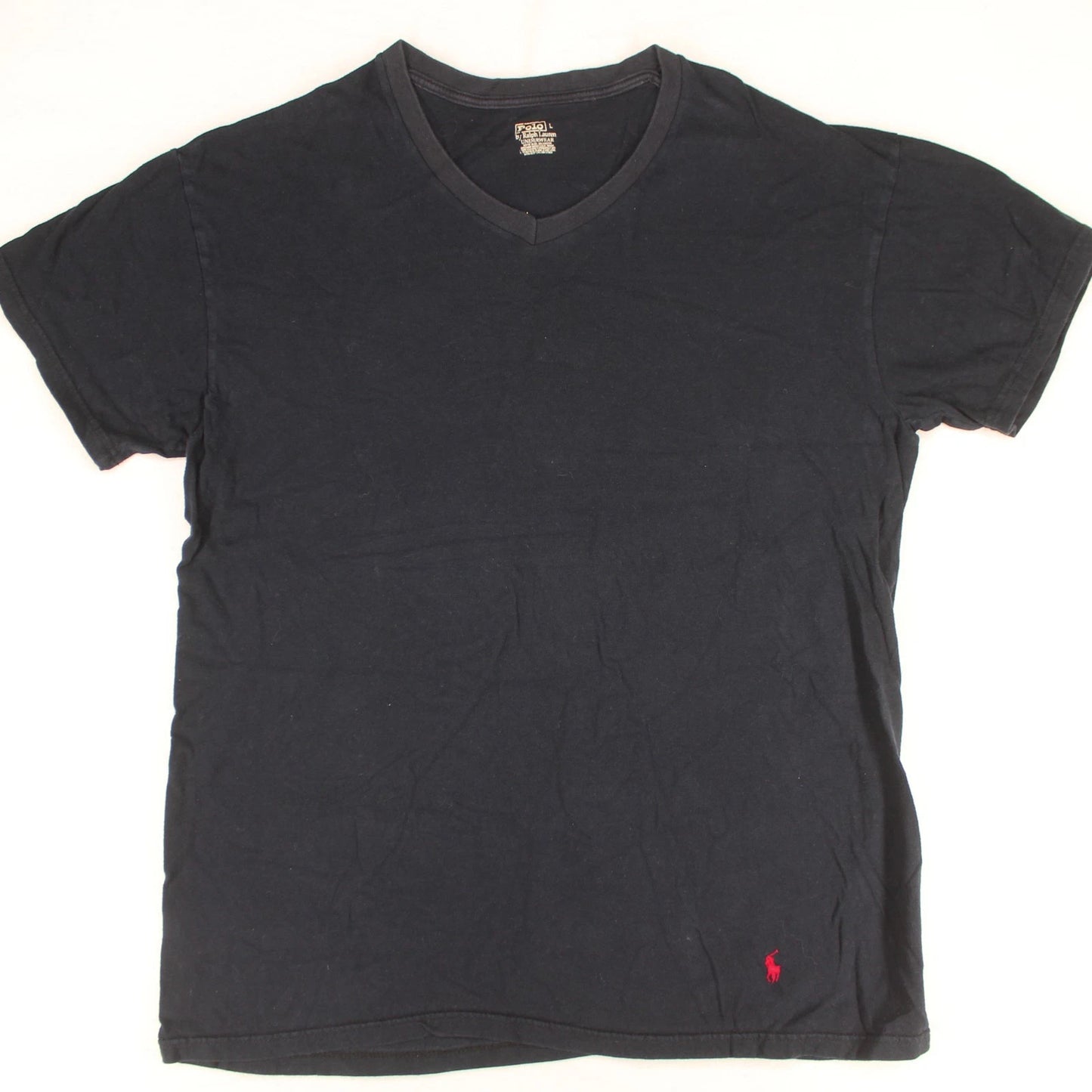 POLO RALPH LAUREN Vtg Black V Neck T-SHIRT Men's L