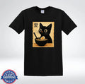 Cute Black Cat Ramen Shirt Japanese Kanji Love Aesthetic Graphic T-Shirt