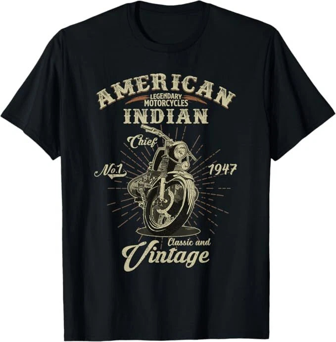 Retro American Motorcycle Indian For Old Biker T-Shirt