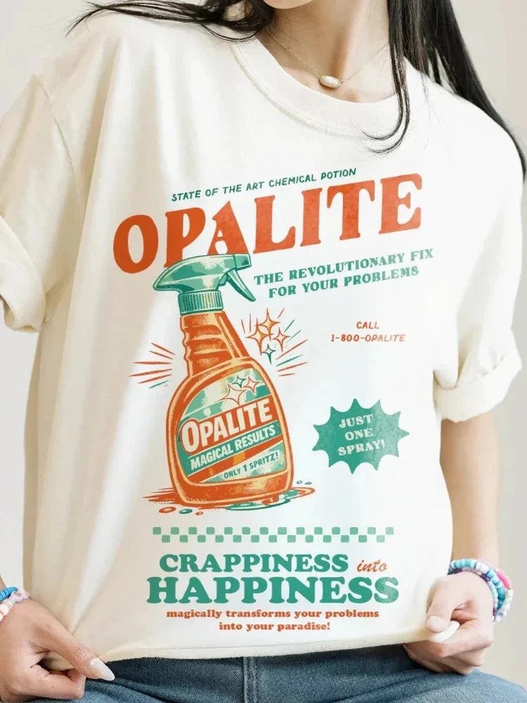 Opalite Spray Bottle Graphic Tees Women Retro Style T-Shirts Funny T Shirt