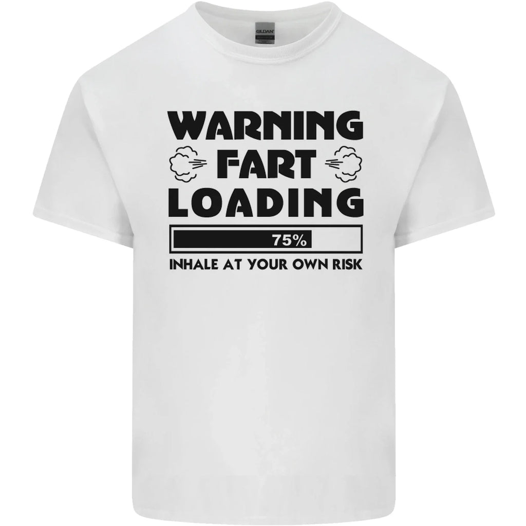 Warning Fart Loading Funny Farting Rude Mens Cotton T-Shirt Tee Top