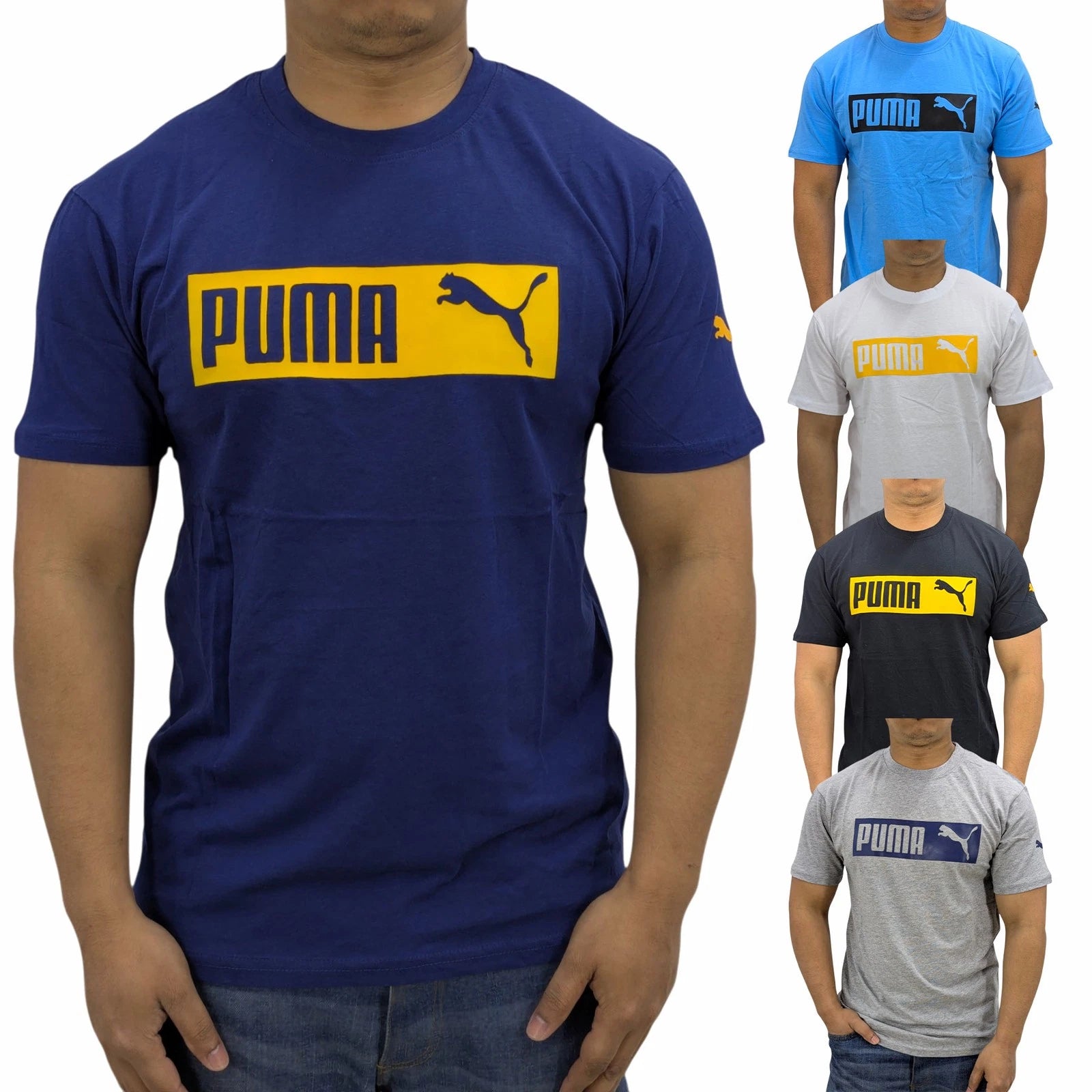 Puma Mens Essentials Logo T Shirts Crew Neck Pullover Casual Cotton Sports Tee