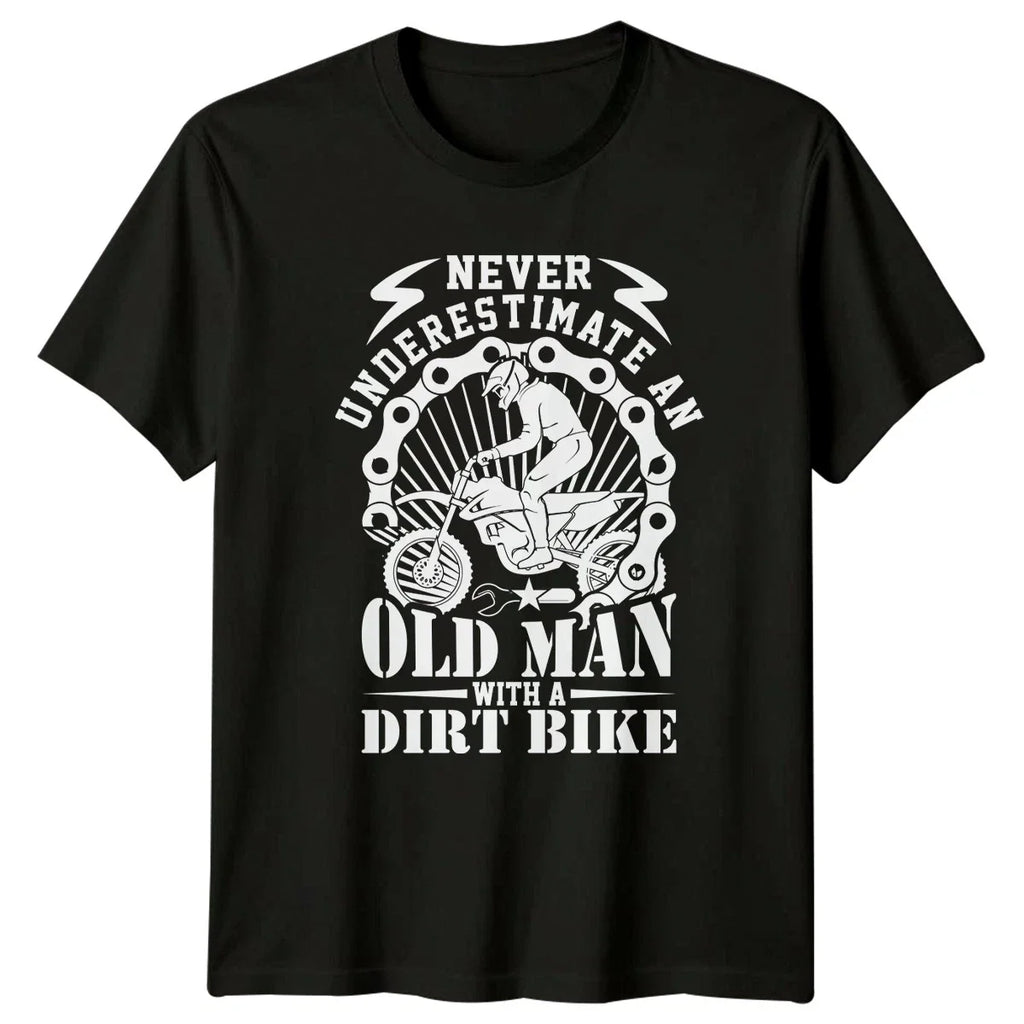 Never Underestimate An Old Man Mens T-Shirt Dirt Bike Motocross Gift For Him