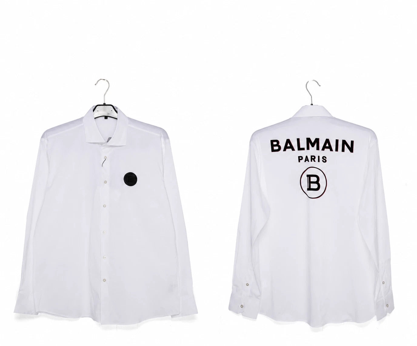 balmain white shirt with Front Logo and printed written on the back