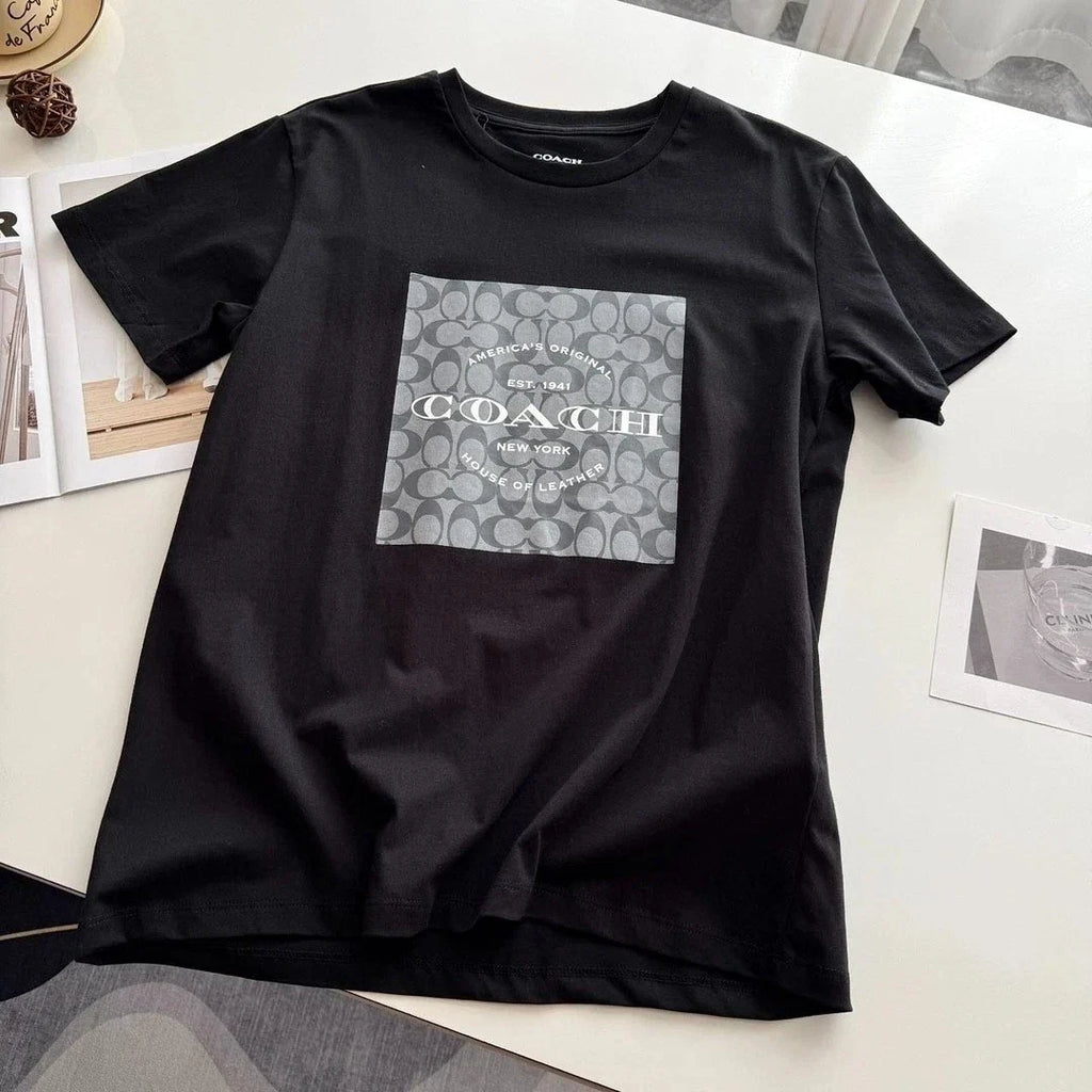 Coach New York Monogram Logo Graphic Black Fashion T-Shirt Unisex