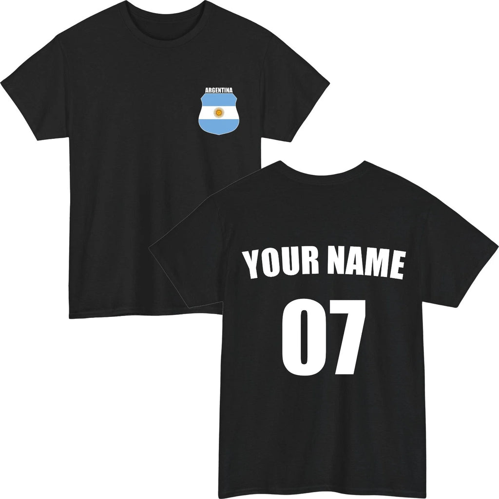 Personalised Argentina Football T-Shirt Custom Name Number Fan Unisex Tee Top