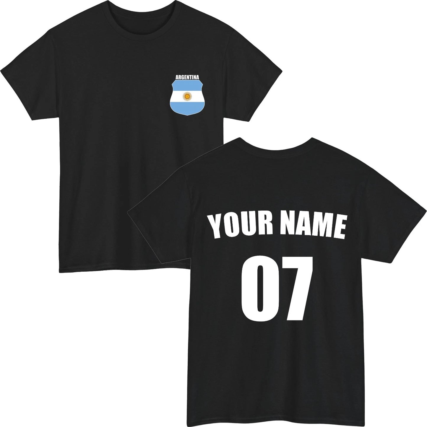 Personalised Argentina Football T-Shirt Custom Name Number Fan Unisex Tee Top
