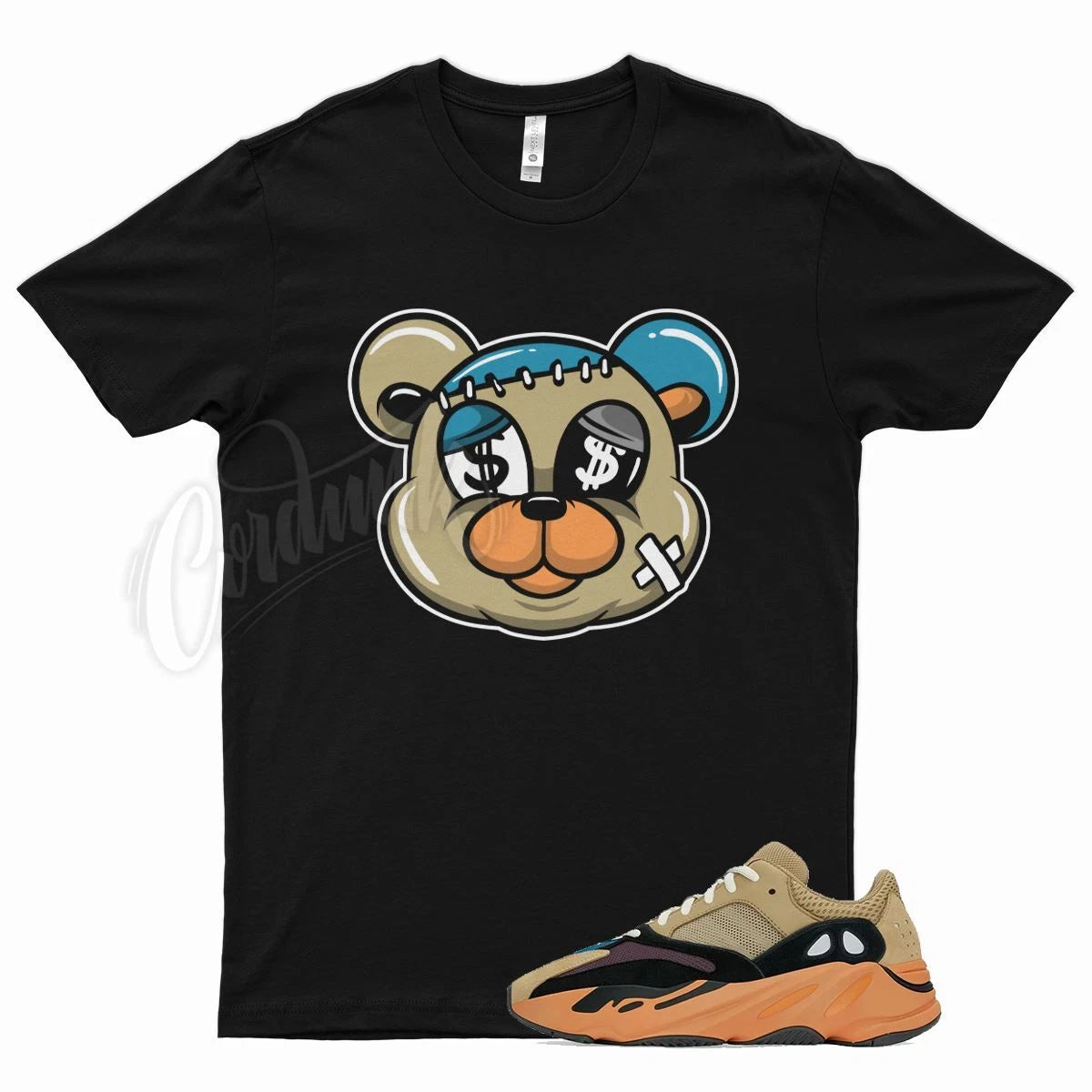 Black STITCH T Shirt for YZ Boost 700 Enflame Amber V1 Orange Blue Brown