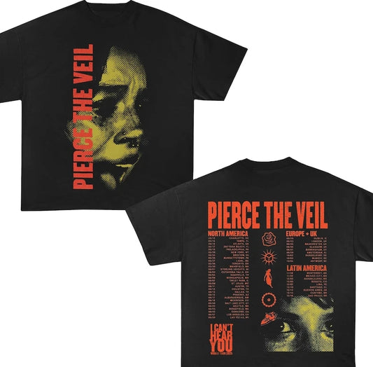 Pierce The Veil 2025 Tour Graphic Tee – I Can’t Hear You Concert Shirt for Dedic