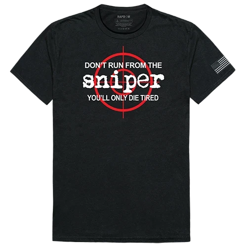 Don't Run From the Sniper Tactical Military Graphic Black Men's T-Shirt