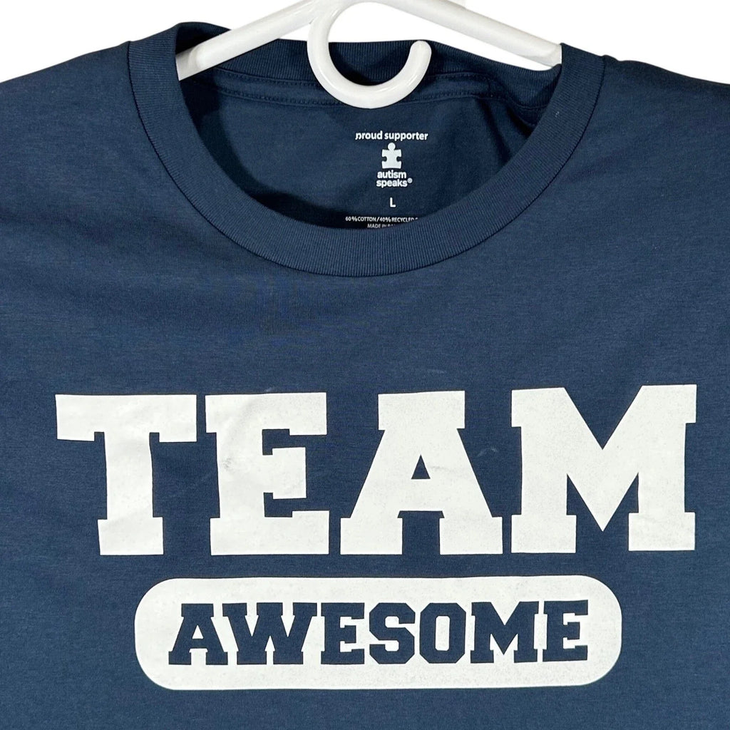 Autism Speaks Team Awesome Navy Blue Graphic T-Shirt Mens Size Large New