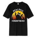 Pew Pew Madafakas Cat with Two Guns Printing T-Shirt | Summer Cotton Hip Hop Tee