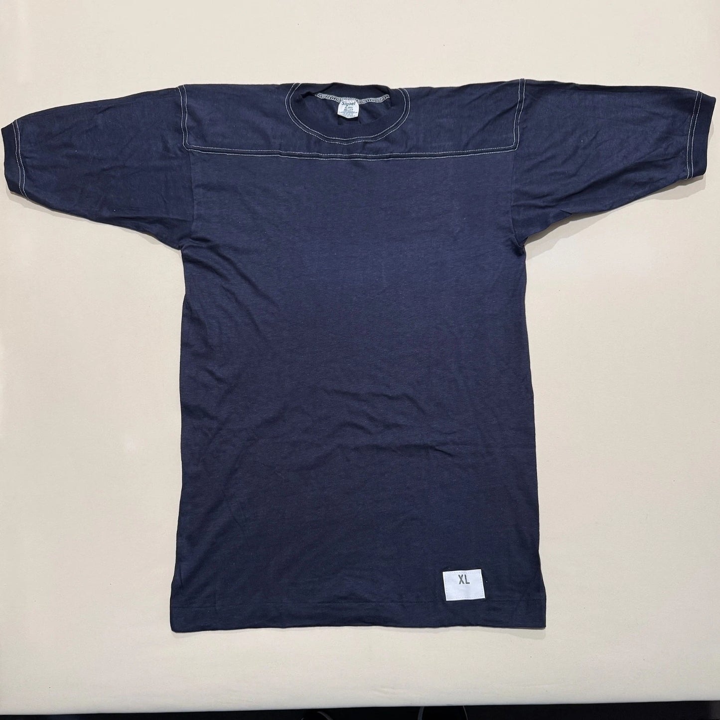 Vintage Signal Adult XL (46) Navy Blue Football Cotton T-Shirt NOS