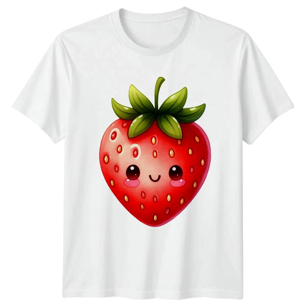 Sweet Kawaii Happy Strawberry Cute T-Shirt Cartoon Fruit Food Birthday Gift