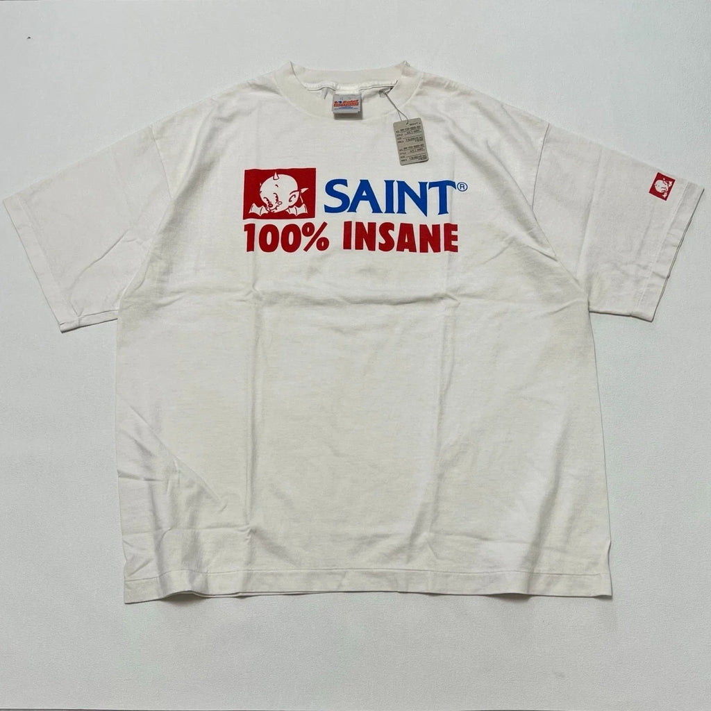 Saint One Hundred Percent Insane Baby Devil Mens White Cotton Oversized T Shirt