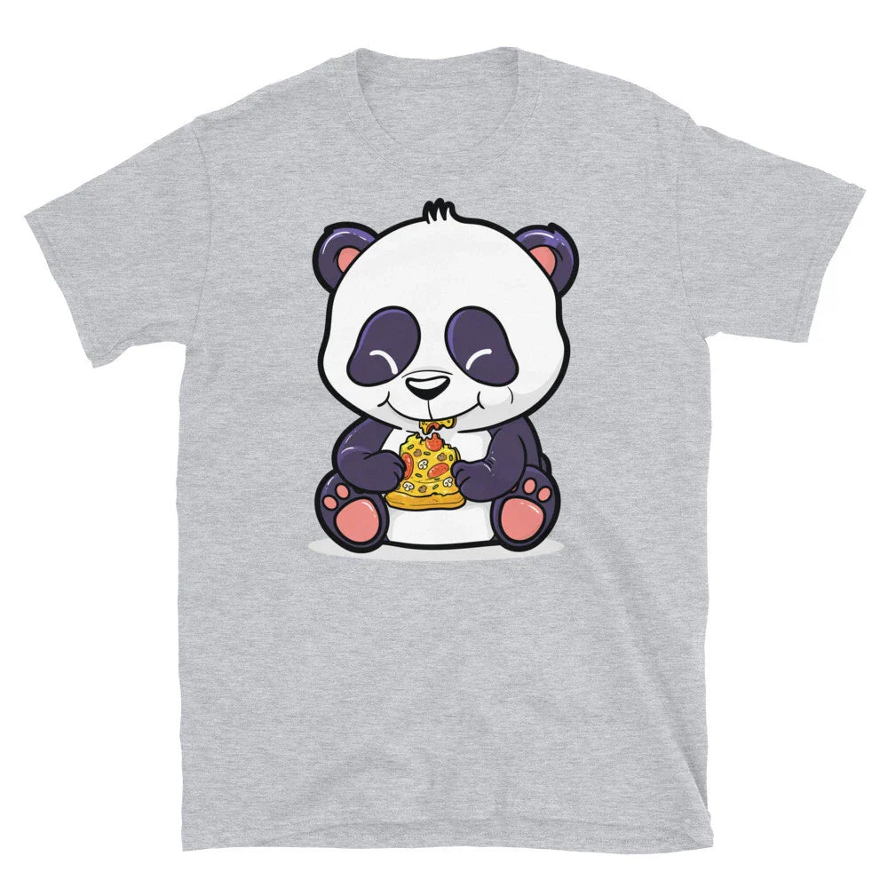 Panda Bear Eating Pizza Cute Kawaii Pepperoni Foodie Short-Sleeve Unisex T-Shirt